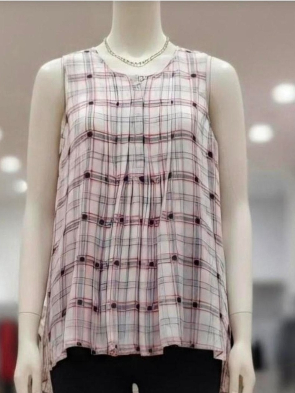 The Limited Pink Plaid Sleeveless Tunic Top - Picture 2 of 2
